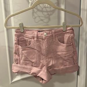 HOLLISTER Pink Denim Ultra High Rise Mom Shorts